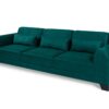 ספה מרופדת בבד קטיפתי בגוון ירוק | שלושה כריות גב רחבות | רגלי הספה עבות ויציבות עשויות עץ מלא
